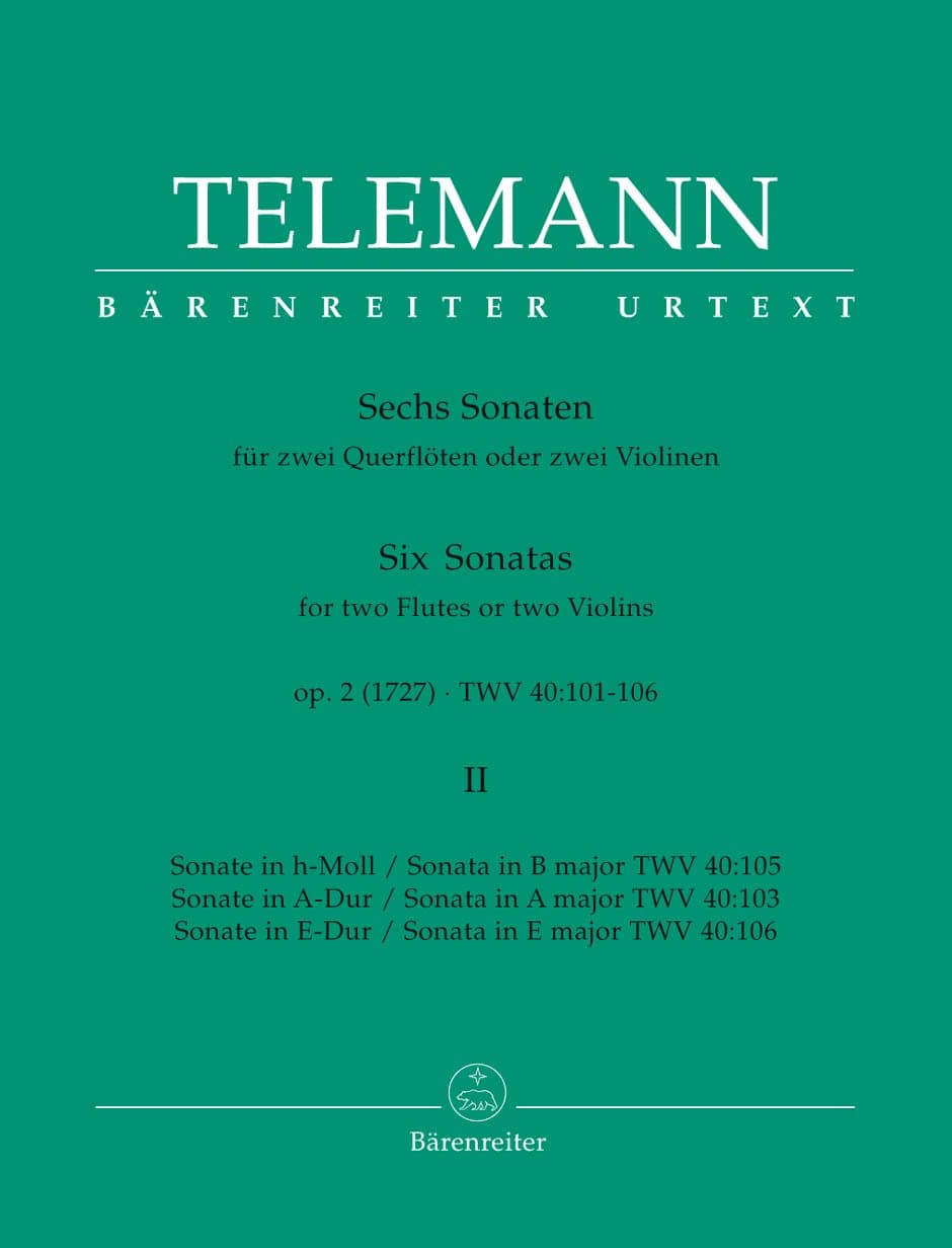 Telemann: Sonatas for Two Flutes or Two Violins, Op. 2, TWV 40:103, 105, 106 (Performance Score): 9990050064910: Georg Philipp Telemann, Günter Hausswald: Books