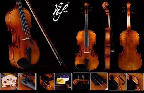Vif 4/4 Full Size Handmade Violin Natural Acoustic Fiddle Bow Rosin Case Maple : Musical Instruments