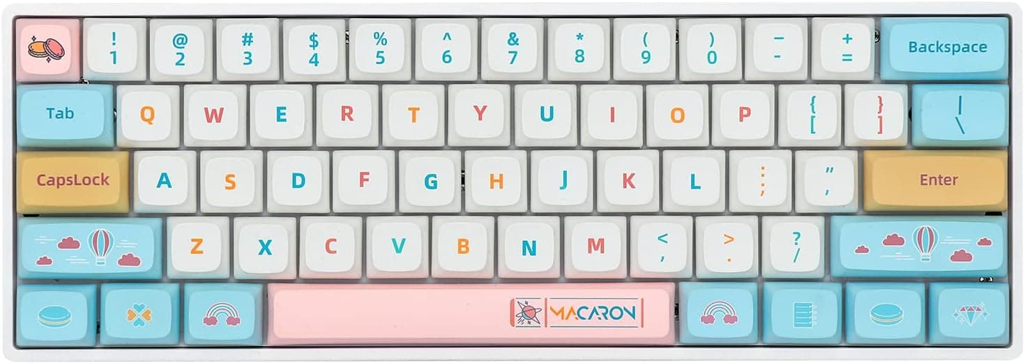 EPOMAKER SK61 60% 61 Keys Hot Swappable Programmable Mechanical Gaming Wired Keyboard with 16.8M RGB Backlit, NKRO, Water-Resistant, Type-C Cable for Win/Mac/Gaming (Gateron Optical Blue, Macaron)